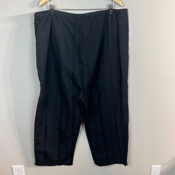 Anna‎ Maxwell Pants 3X Black Linen Cotton Lightweight Cropped Capri Straight - Picture 4 of 11